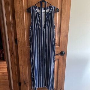 GAP Navy and White Vertical Stripe Maxi Dress